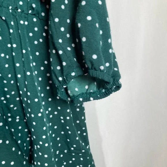 Uguest Green Polka Dot Long Sleeve Ruffle Dress Sz XXXL St.Patricks Day Spring - Picture 3 of 14
